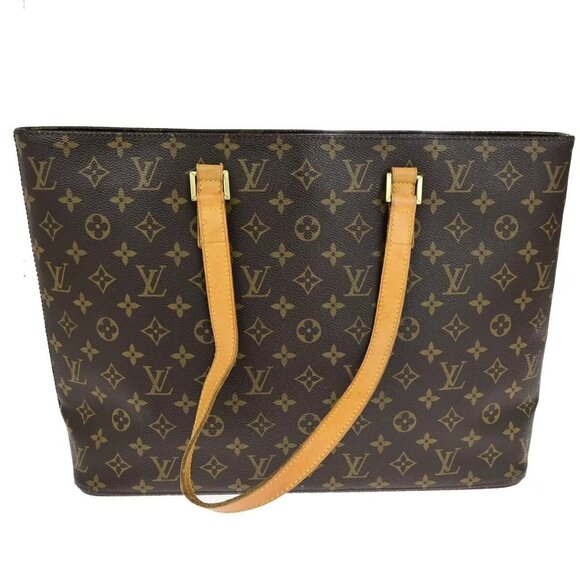 LOUIS VUITTON Logo Luco Shoulder Tote Bag Monogram Leather Brown - Picture 3 of 16